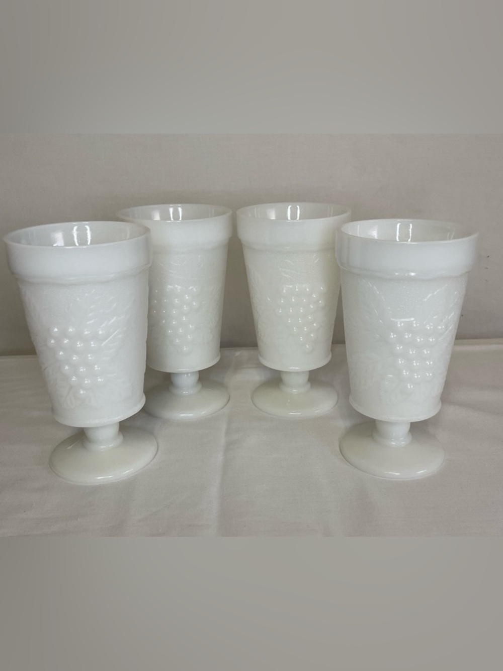 Vintage MCM ANCHOR HOCKING “Harvest Grape” Milk Glass Goblets